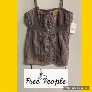 FREE PEOPLE boho tank top shirt shells mocha 6